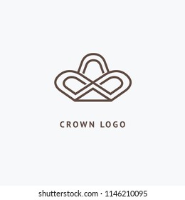 Abstract vetor crown logo vector design. Sign for beauty salon, elite accessories, jewelry, hotels, spa, wedding. Vintage decorative icon qween, king, princess. Abstract sign, vector logotype.