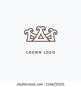 Abstract vetor crown logo vector design. Sign for beauty salon, elite accessories, jewelry, hotels, spa, wedding. Vintage decorative icon qween, king, princess. Abstract sign, vector logotype.