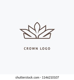 Abstract vetor crown logo vector design. Sign for beauty salon, elite accessories, jewelry, hotels, spa, wedding. Vintage decorative icon qween, king, princess. Abstract sign, vector logotype.