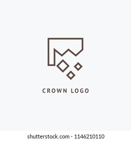 Abstract vetor crown logo vector design. Sign for beauty salon, elite accessories, jewelry, hotels, spa, wedding. Vintage decorative icon qween, king, princess. Abstract sign, vector logotype.