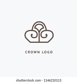 Abstract vetor crown logo vector design. Sign for beauty salon, elite accessories, jewelry, hotels, spa, wedding. Vintage decorative icon qween, king, princess. Abstract sign, vector logotype.