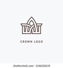 Abstract vetor crown logo vector design. Sign for beauty salon, elite accessories, jewelry, hotels, spa, wedding. Vintage decorative icon qween, king, princess. Abstract sign, vector logotype.