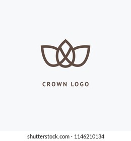 Abstract vetor crown logo vector design. Sign for beauty salon, elite accessories, jewelry, hotels, spa, wedding. Vintage decorative icon qween, king, princess. Abstract sign, vector logotype.