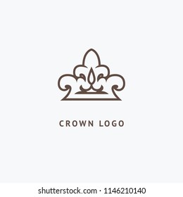 Abstract vetor crown logo vector design. Sign for beauty salon, elite accessories, jewelry, hotels, spa, wedding. Vintage decorative icon qween, king, princess. Abstract sign, vector logotype.