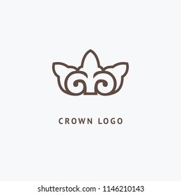 Abstract vetor crown logo vector design. Sign for beauty salon, elite accessories, jewelry, hotels, spa, wedding. Vintage decorative icon qween, king, princess. Abstract sign, vector logotype.