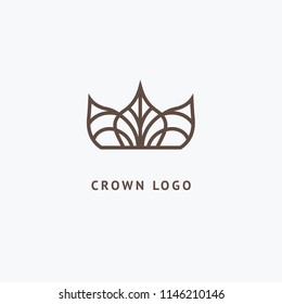 Abstract vetor crown logo vector design. Sign for beauty salon, elite accessories, jewelry, hotels, spa, wedding. Vintage decorative icon qween, king, princess. Abstract sign, vector logotype.