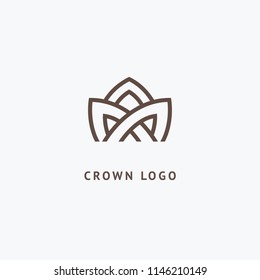 Abstract vetor crown logo vector design. Sign for beauty salon, elite accessories, jewelry, hotels, spa, wedding. Vintage decorative icon qween, king, princess. Abstract sign, vector logotype.