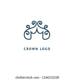 Abstract vetor crown logo vector design. Sign for beauty salon, elite accessories, jewelry, hotels, spa, wedding. Vintage decorative icon qween, king, princess. Abstract sign, vector logotype.