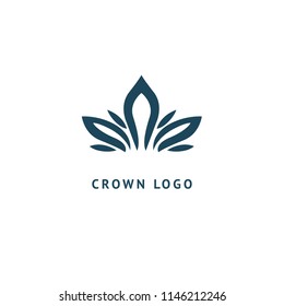 Abstract vetor crown logo vector design. Sign for beauty salon, elite accessories, jewelry, hotels, spa, wedding. Vintage decorative icon qween, king, princess. Abstract sign, vector logotype.