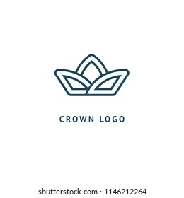 Abstract vetor crown logo vector design. Sign for beauty salon, elite accessories, jewelry, hotels, spa, wedding. Vintage decorative icon qween, king, princess. Abstract sign, vector logotype.