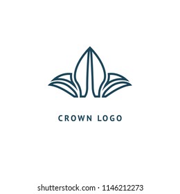 Abstract vetor crown logo vector design. Sign for beauty salon, elite accessories, jewelry, hotels, spa, wedding. Vintage decorative icon qween, king, princess. Abstract sign, vector logotype.