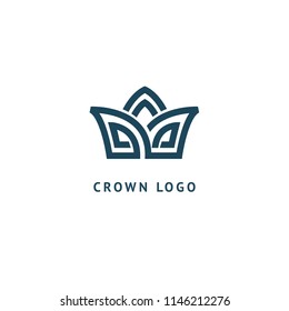 Abstract vetor crown logo vector design. Sign for beauty salon, elite accessories, jewelry, hotels, spa, wedding. Vintage decorative icon qween, king, princess. Abstract sign, vector logotype.