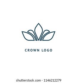 Abstract vetor crown logo vector design. Sign for beauty salon, elite accessories, jewelry, hotels, spa, wedding. Vintage decorative icon qween, king, princess. Abstract sign, vector logotype.