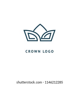 Abstract vetor crown logo vector design. Sign for beauty salon, elite accessories, jewelry, hotels, spa, wedding. Vintage decorative icon qween, king, princess. Abstract sign, vector logotype.