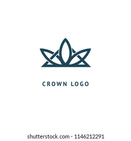 Abstract vetor crown logo vector design. Sign for beauty salon, elite accessories, jewelry, hotels, spa, wedding. Vintage decorative icon qween, king, princess. Abstract sign, vector logotype.