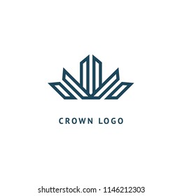 Abstract vetor crown logo vector design. Sign for beauty salon, elite accessories, jewelry, hotels, spa, wedding. Vintage decorative icon qween, king, princess. Abstract sign, vector logotype.