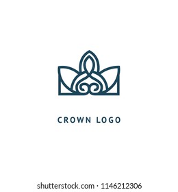 Abstract vetor crown logo vector design. Sign for beauty salon, elite accessories, jewelry, hotels, spa, wedding. Vintage decorative icon qween, king, princess. Abstract sign, vector logotype.