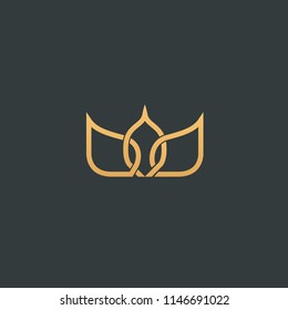 Abstract vetor crown logo vector design. Sign for beauty salon, elite accessories, jewelry, hotels, spa, wedding. Vintage decorative icon qween, king, princess. Abstract sign, vector logotype.