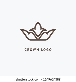 Abstract vetor crown logo vector design. Sign for beauty salon, elite accessories, jewelry, hotels, spa, wedding. Vintage decorative icon qween, king, princess. Abstract sign, vector logotype.