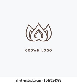 Abstract vetor crown logo vector design. Sign for beauty salon, elite accessories, jewelry, hotels, spa, wedding. Vintage decorative icon qween, king, princess. Abstract sign, vector logotype.