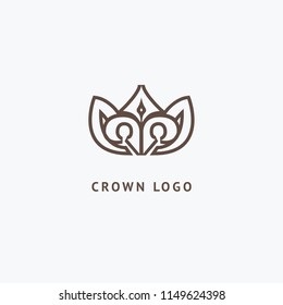 Abstract vetor crown logo vector design. Sign for beauty salon, elite accessories, jewelry, hotels, spa, wedding. Vintage decorative icon qween, king, princess. Abstract sign, vector logotype.