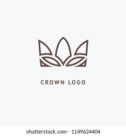 Abstract vetor crown logo vector design. Sign for beauty salon, elite accessories, jewelry, hotels, spa, wedding. Vintage decorative icon qween, king, princess. Abstract sign, vector logotype.