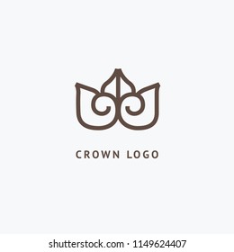 Abstract vetor crown logo vector design. Sign for beauty salon, elite accessories, jewelry, hotels, spa, wedding. Vintage decorative icon qween, king, princess. Abstract sign, vector logotype.