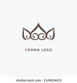 Abstract vetor crown logo vector design. Sign for beauty salon, elite accessories, jewelry, hotels, spa, wedding. Vintage decorative icon qween, king, princess. Abstract sign, vector logotype.