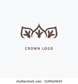 Abstract vetor crown logo vector design. Sign for beauty salon, elite accessories, jewelry, hotels, spa, wedding. Vintage decorative icon qween, king, princess. Abstract sign, vector logotype.