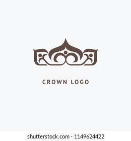 Abstract vetor crown logo vector design. Sign for beauty salon, elite accessories, jewelry, hotels, spa, wedding. Vintage decorative icon qween, king, princess. Abstract sign, vector logotype.