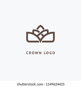 Abstract vetor crown logo vector design. Sign for beauty salon, elite accessories, jewelry, hotels, spa, wedding. Vintage decorative icon qween, king, princess. Abstract sign, vector logotype.