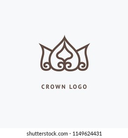 Abstract vetor crown logo vector design. Sign for beauty salon, elite accessories, jewelry, hotels, spa, wedding. Vintage decorative icon qween, king, princess. Abstract sign, vector logotype.