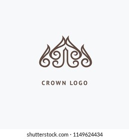 Abstract vetor crown logo vector design. Sign for beauty salon, elite accessories, jewelry, hotels, spa, wedding. Vintage decorative icon qween, king, princess. Abstract sign, vector logotype.