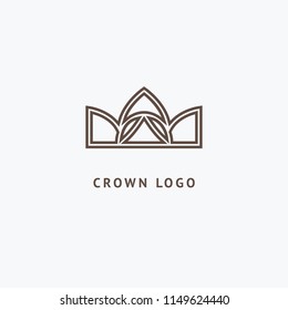 Abstract vetor crown logo vector design. Sign for beauty salon, elite accessories, jewelry, hotels, spa, wedding. Vintage decorative icon qween, king, princess. Abstract sign, vector logotype.