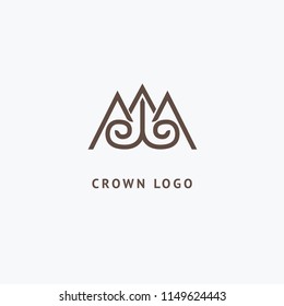 Abstract vetor crown logo vector design. Sign for beauty salon, elite accessories, jewelry, hotels, spa, wedding. Vintage decorative icon qween, king, princess. Abstract sign, vector logotype.