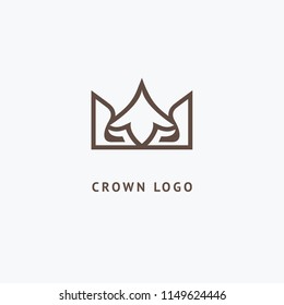 Abstract vetor crown logo vector design. Sign for beauty salon, elite accessories, jewelry, hotels, spa, wedding. Vintage decorative icon qween, king, princess. Abstract sign, vector logotype.