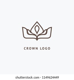 Abstract vetor crown logo vector design. Sign for beauty salon, elite accessories, jewelry, hotels, spa, wedding. Vintage decorative icon qween, king, princess. Abstract sign, vector logotype.