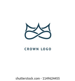 Abstract vetor crown logo vector design. Sign for beauty salon, elite accessories, jewelry, hotels, spa, wedding. Vintage decorative icon qween, king, princess. Abstract sign, vector logotype.