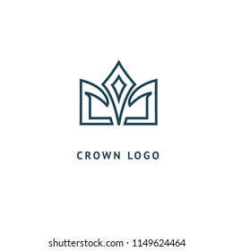 Abstract vetor crown logo vector design. Sign for beauty salon, elite accessories, jewelry, hotels, spa, wedding. Vintage decorative icon qween, king, princess. Abstract sign, vector logotype.