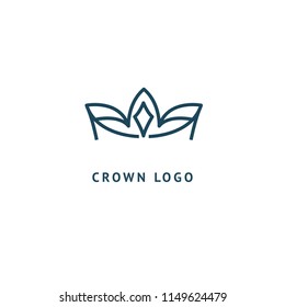 Abstract vetor crown logo vector design. Sign for beauty salon, elite accessories, jewelry, hotels, spa, wedding. Vintage decorative icon qween, king, princess. Abstract sign, vector logotype.