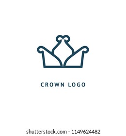 Abstract vetor crown logo vector design. Sign for beauty salon, elite accessories, jewelry, hotels, spa, wedding. Vintage decorative icon qween, king, princess. Abstract sign, vector logotype.