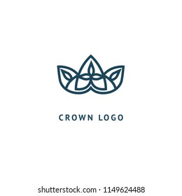 Abstract vetor crown logo vector design. Sign for beauty salon, elite accessories, jewelry, hotels, spa, wedding. Vintage decorative icon qween, king, princess. Abstract sign, vector logotype.