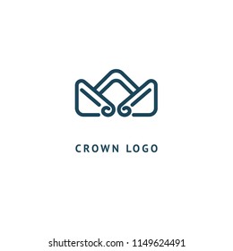 Abstract vetor crown logo vector design. Sign for beauty salon, elite accessories, jewelry, hotels, spa, wedding. Vintage decorative icon qween, king, princess. Abstract sign, vector logotype.