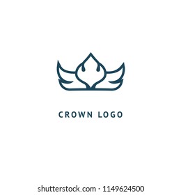 Abstract vetor crown logo vector design. Sign for beauty salon, elite accessories, jewelry, hotels, spa, wedding. Vintage decorative icon qween, king, princess. Abstract sign, vector logotype.