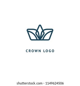 Abstract vetor crown logo vector design. Sign for beauty salon, elite accessories, jewelry, hotels, spa, wedding. Vintage decorative icon qween, king, princess. Abstract sign, vector logotype.