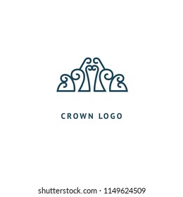 Abstract vetor crown logo vector design. Sign for beauty salon, elite accessories, jewelry, hotels, spa, wedding. Vintage decorative icon qween, king, princess. Abstract sign, vector logotype.