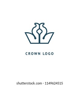 Abstract vetor crown logo vector design. Sign for beauty salon, elite accessories, jewelry, hotels, spa, wedding. Vintage decorative icon qween, king, princess. Abstract sign, vector logotype.