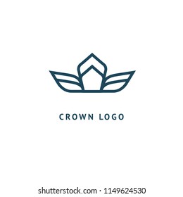 Abstract vetor crown logo vector design. Sign for beauty salon, elite accessories, jewelry, hotels, spa, wedding. Vintage decorative icon qween, king, princess. Abstract sign, vector logotype.