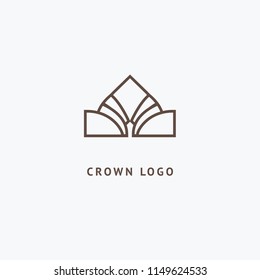 Abstract vetor crown logo vector design. Sign for beauty salon, elite accessories, jewelry, hotels, spa, wedding. Vintage decorative icon qween, king, princess. Abstract sign, vector logotype.