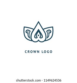 Abstract vetor crown logo vector design. Sign for beauty salon, elite accessories, jewelry, hotels, spa, wedding. Vintage decorative icon qween, king, princess. Abstract sign, vector logotype.